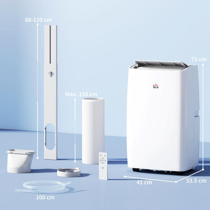 12,000 BTU Portable Air Conditioner with Dehumidifier, Remote & Timer for 25m² Room - White