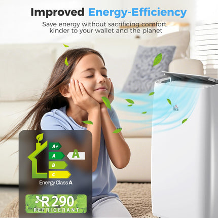 12,000 BTU Portable Air Conditioner with Dehumidifier, Remote & Timer for 25m² Room - White