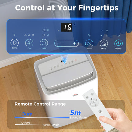 12,000 BTU Portable Air Conditioner with Dehumidifier, Remote & Timer for 25m² Room - White