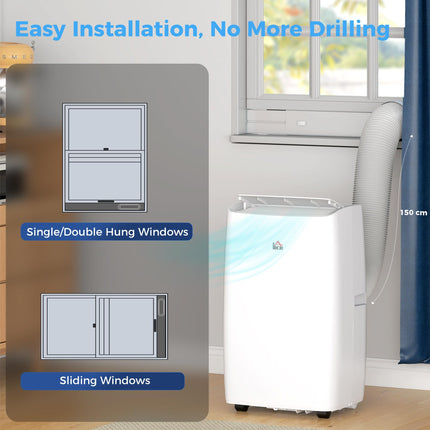 12,000 BTU Portable Air Conditioner with Dehumidifier, Remote & Timer for 25m² Room - White
