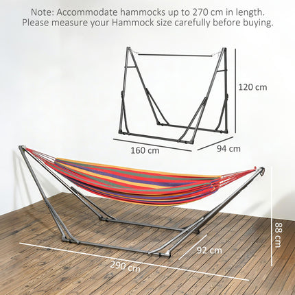 Foldable Portable Metal Hammock Stand 2-in-1 Hammock Net & Clothes Drying Rack 120kg Load - Black