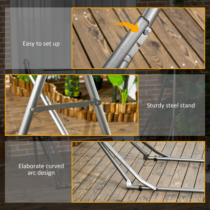 Foldable Portable Metal Hammock Stand 2-in-1 Hammock Net & Clothes Drying Rack 120kg Load - Black