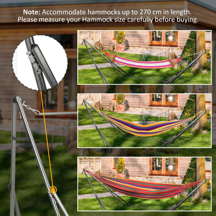 Foldable Portable Metal Hammock Stand 2-in-1 Hammock Net & Clothes Drying Rack 120kg Load - Black