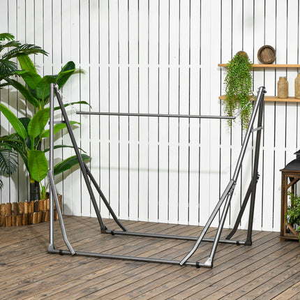Foldable Portable Metal Hammock Stand 2-in-1 Hammock Net & Clothes Drying Rack 120kg Load - Black