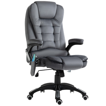 Heated Massage Office Chair with Six Massage Points, Reclining and 360° Swivel - Grey