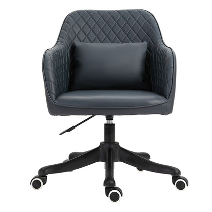 PU Leather Office Chair with Rechargeable Electric Vibration Massage Lumbar Pillow and Wheels - Blue