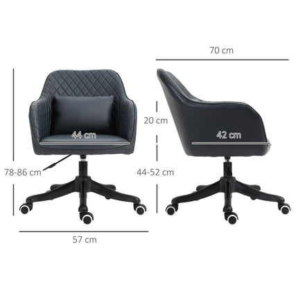 PU Leather Office Chair with Rechargeable Electric Vibration Massage Lumbar Pillow and Wheels - Blue