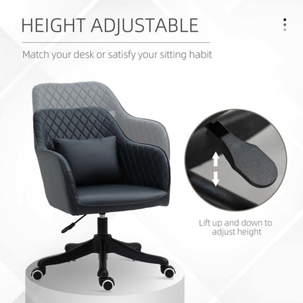 PU Leather Office Chair with Rechargeable Electric Vibration Massage Lumbar Pillow and Wheels - Blue