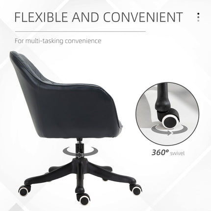 PU Leather Office Chair with Rechargeable Electric Vibration Massage Lumbar Pillow and Wheels - Blue