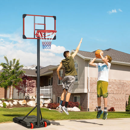 Height Adjustable Kids Basketball Hoop and Stand 1.8-2m with Weighted Base and Wheels - Black and Red