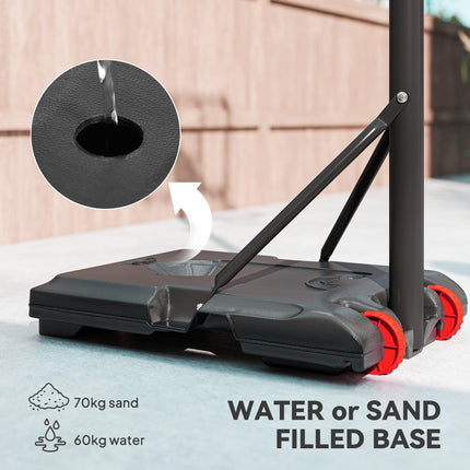 Height Adjustable Kids Basketball Hoop and Stand 1.8-2m with Weighted Base and Wheels - Black and Red