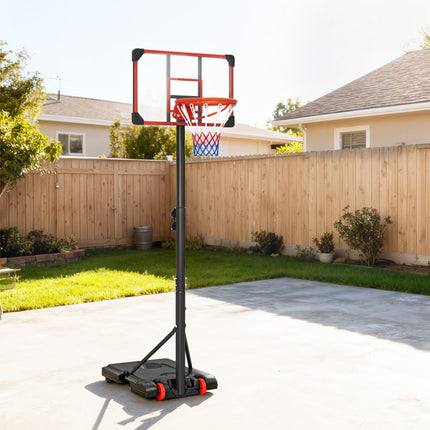 Height Adjustable Kids Basketball Hoop and Stand 1.8-2m with Weighted Base and Wheels - Black and Red