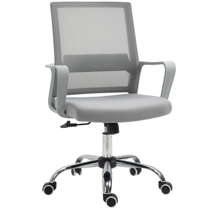 Ergonomic Mesh Office Desk Chair with Adjustable Height, Armrests & 360° Swivel Wheels - Grey