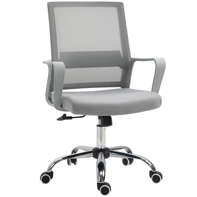 Ergonomic Mesh Office Desk Chair with Adjustable Height, Armrests & 360° Swivel Wheels - Grey