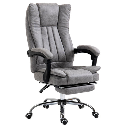 Home Office Desk Chair with Reclining Footrest Armrests Swivel Wheels - Grey