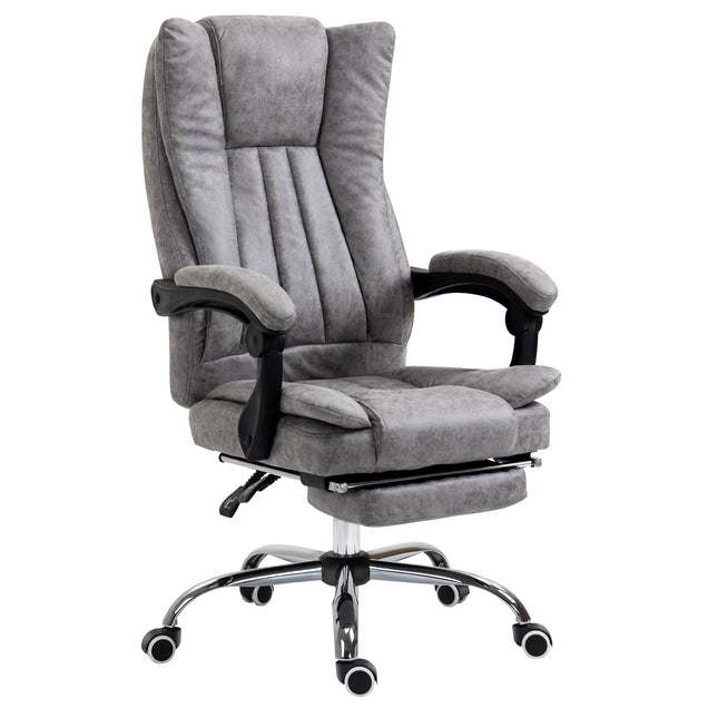 Home Office Desk Chair with Reclining Footrest Armrests Swivel Wheels - Grey
