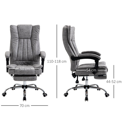 Home Office Desk Chair with Reclining Footrest Armrests Swivel Wheels - Grey