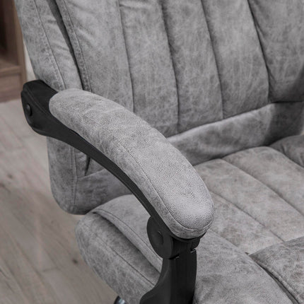 Home Office Desk Chair with Reclining Footrest Armrests Swivel Wheels - Grey