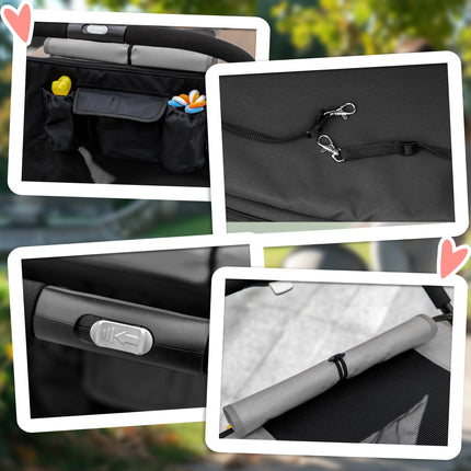 One-Click Foldable Pet Stroller for Medium and Large Dogs with Universal Wheels and Shock Absorber - Grey