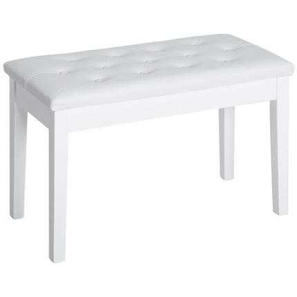 PU Leather Upholstered Piano Stool with Storage 76x36x50cm - White