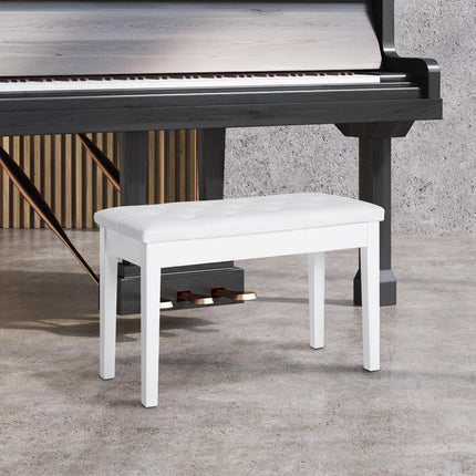 PU Leather Upholstered Piano Stool with Storage 76x36x50cm - White