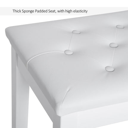 PU Leather Upholstered Piano Stool with Storage 76x36x50cm - White