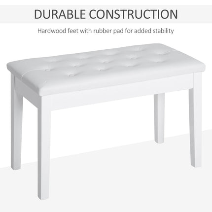 PU Leather Upholstered Piano Stool with Storage 76x36x50cm - White