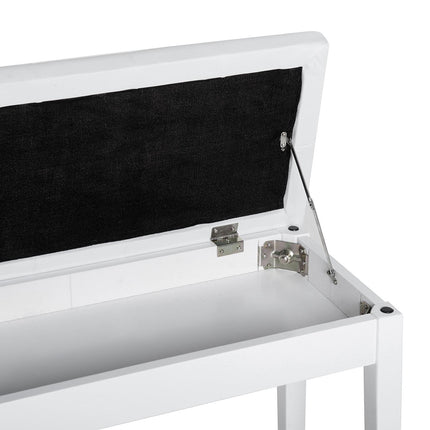 PU Leather Upholstered Piano Stool with Storage 76x36x50cm - White