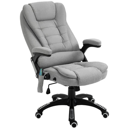 Ergonomic High Back Office Chair with Heated Massager and 360° Swivel - Light Grey