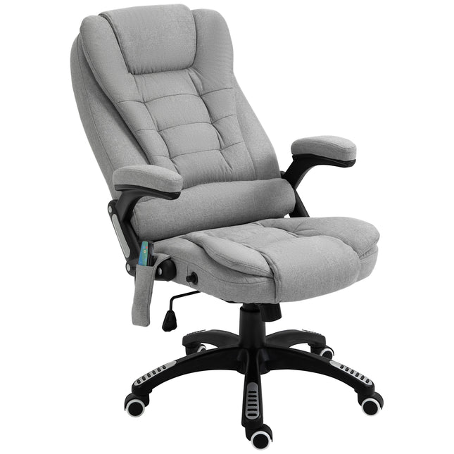 Ergonomic High Back Office Chair with Heated Massager and 360° Swivel - Light Grey