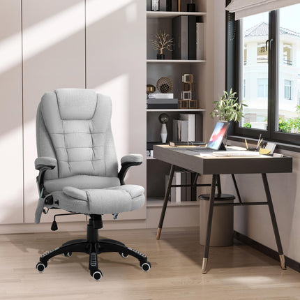 Ergonomic High Back Office Chair with Heated Massager and 360° Swivel - Light Grey