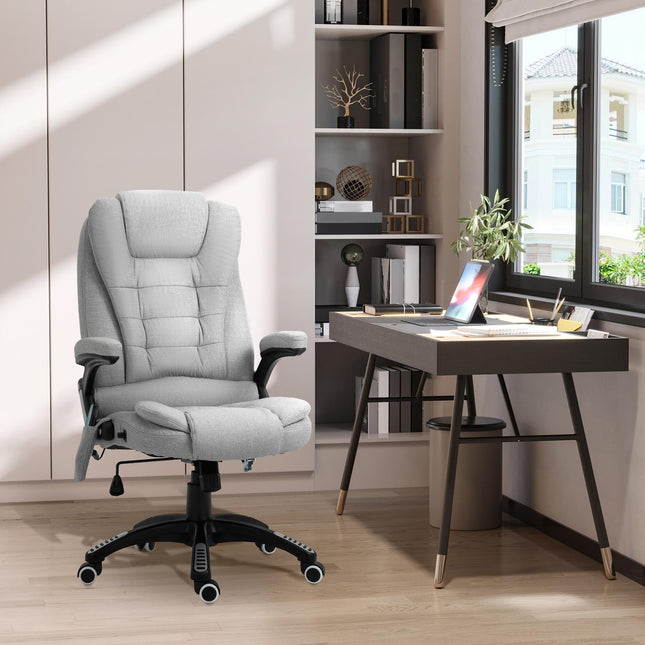 Ergonomic High Back Office Chair with Heated Massager and 360° Swivel - Light Grey