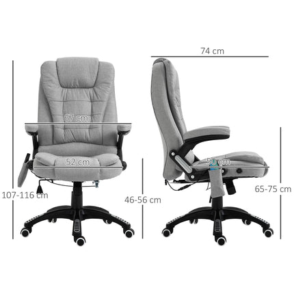 Ergonomic High Back Office Chair with Heated Massager and 360° Swivel - Light Grey