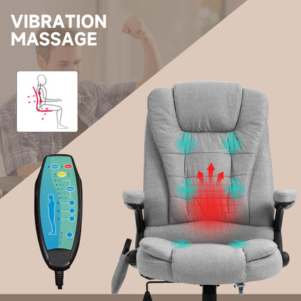 Ergonomic High Back Office Chair with Heated Massager and 360° Swivel - Light Grey