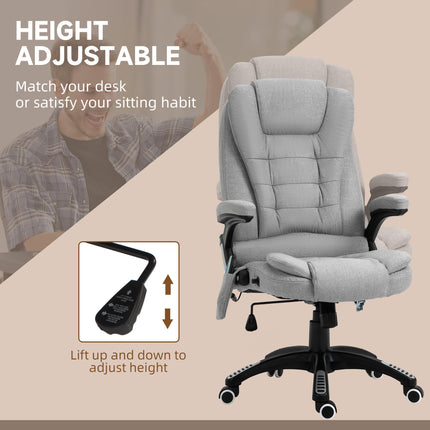 Ergonomic High Back Office Chair with Heated Massager and 360° Swivel - Light Grey