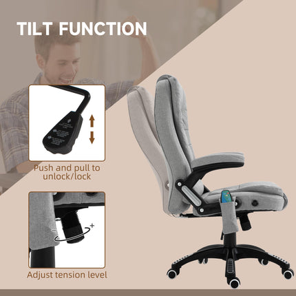Ergonomic High Back Office Chair with Heated Massager and 360° Swivel - Light Grey