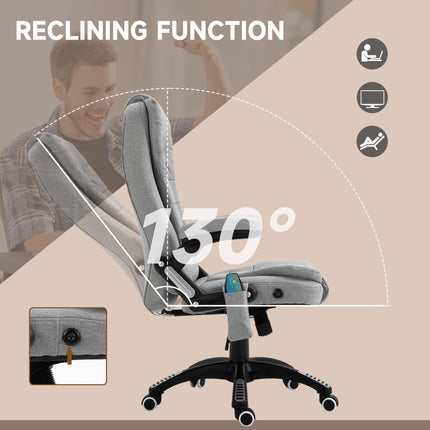 Ergonomic High Back Office Chair with Heated Massager and 360° Swivel - Light Grey