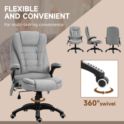 Ergonomic High Back Office Chair with Heated Massager and 360° Swivel - Light Grey