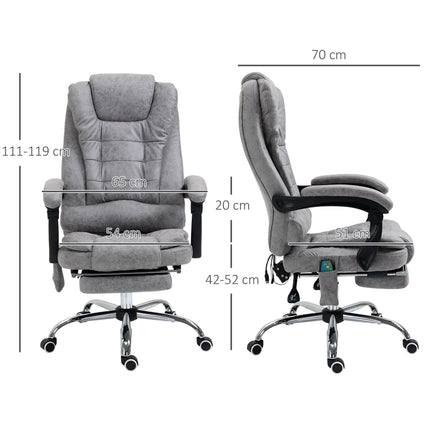 Heated 6-Point Vibration Massage Executive Ergonomic Office Chair with Recliner & Footrest - Grey