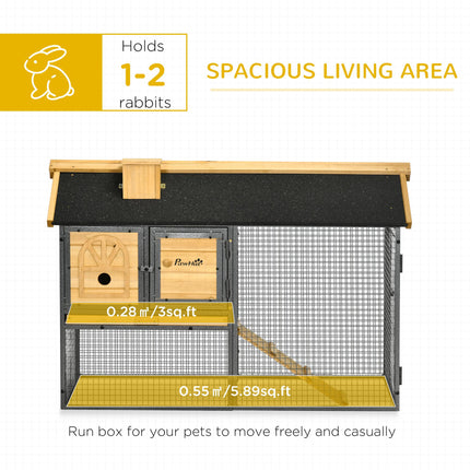 Outdoor Rabbit Hutch with Run, Ramp & Removable Tray 120x55.5x80 cm - Yellow Black