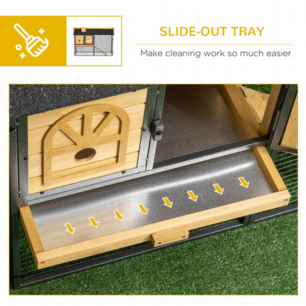 Outdoor Rabbit Hutch with Run, Ramp & Removable Tray 120x55.5x80 cm - Yellow Black