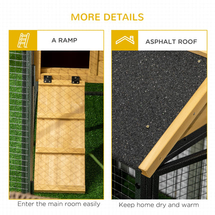 Outdoor Rabbit Hutch with Run, Ramp & Removable Tray 120x55.5x80 cm - Yellow Black