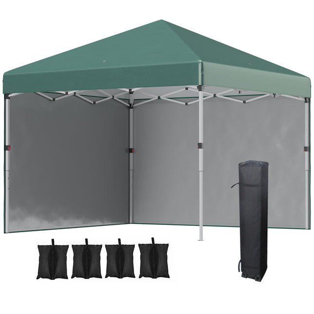 3 x 3 Metre Pop Up Gazebo Set with Sidewalls and Carry Bag - Green