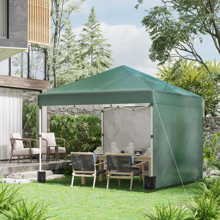 3 x 3 Metre Pop Up Gazebo Set with Sidewalls and Carry Bag - Green