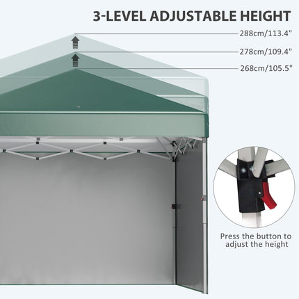 3 x 3 Metre Pop Up Gazebo Set with Sidewalls and Carry Bag - Green