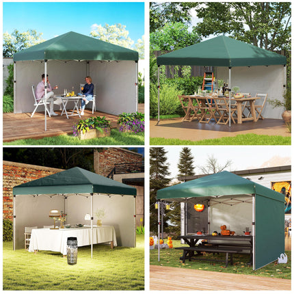 3 x 3 Metre Pop Up Gazebo Set with Sidewalls and Carry Bag - Green