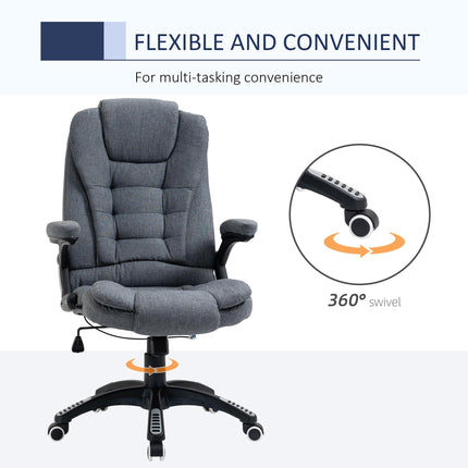 Ergonomic Adjustable Swivel Desk Chair with Armrests, Recline & Tilt Function - Dark Grey