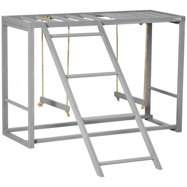 Chicken Activity Play Swing Set for 3-4 Birds Wooden Coop - Grey