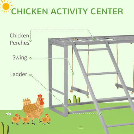Chicken Activity Play Swing Set for 3-4 Birds Wooden Coop - Grey