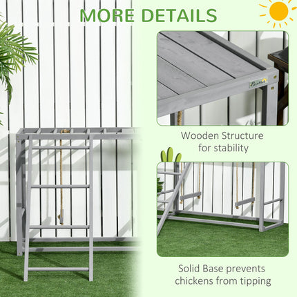 Chicken Activity Play Swing Set for 3-4 Birds Wooden Coop - Grey